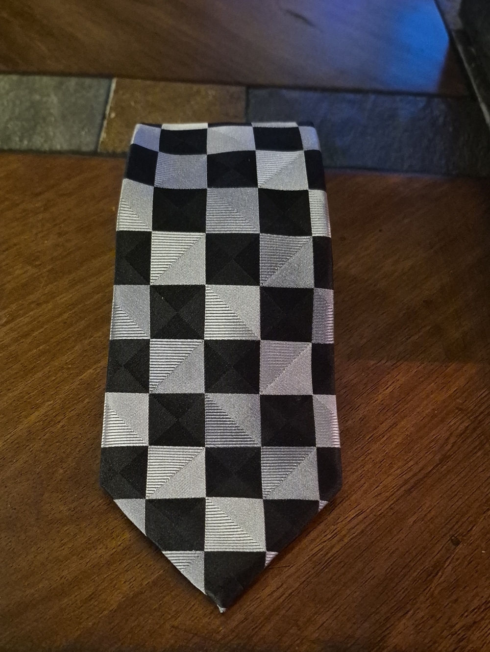 Michael Kors Black & Gray Checkerboard Tie